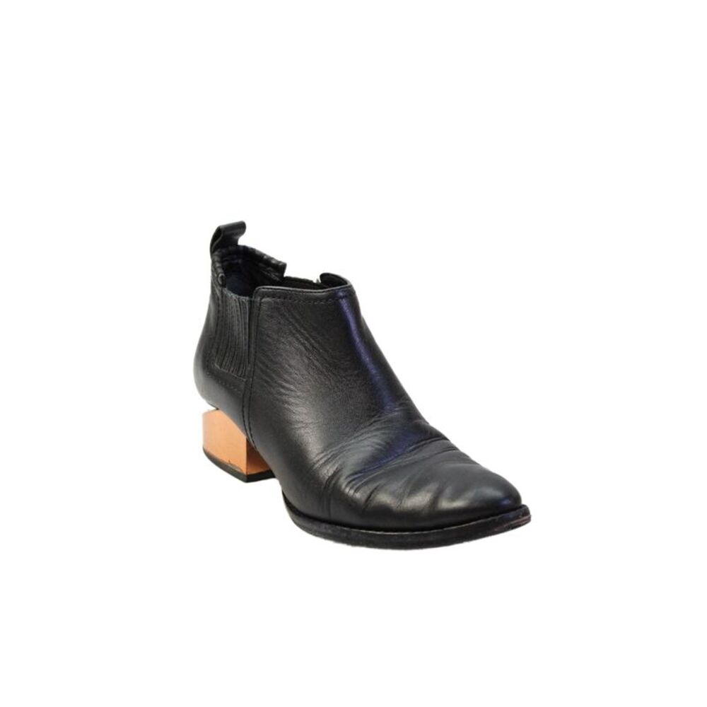 Alexander Wang Womens Leather Gold Tone Heel Ankle Boots Black Size 36.5 6.5